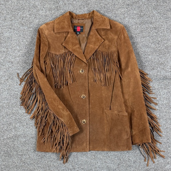 Gallery Jackets & Blazers - Vintage Gallery Brown Genuine Suede Leather Fringe Jacket Women’s S Western Boho